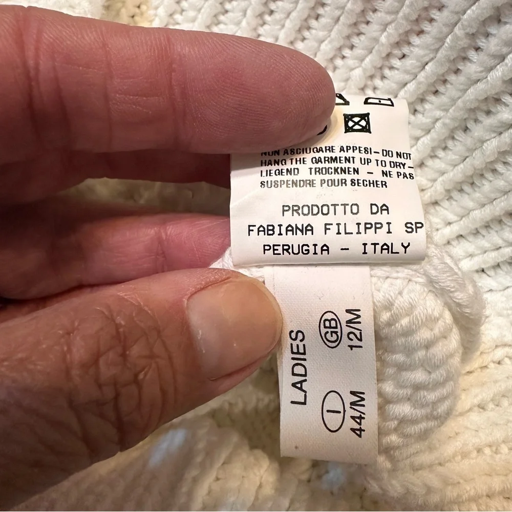 Fabiana Filippi Snow White Short Sleeve Cable Knit Cardigan  medium
